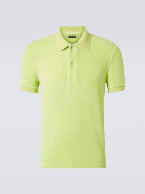 Cotton-blend terry polo shirt
