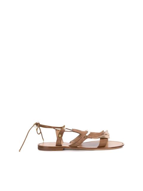 Santoni open toe beaded-fringed sandals