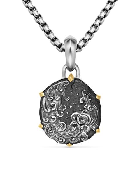 DAVID YURMAN Men's Pisces Amulet in Sterling Silver with 18K Yellow Gold, 33mm - Aquarius