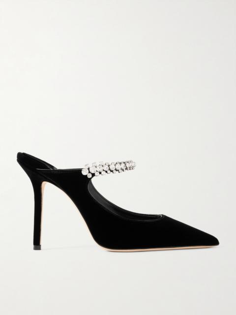JIMMY CHOO Bing 100 Crystal-embellished Velvet Pumps