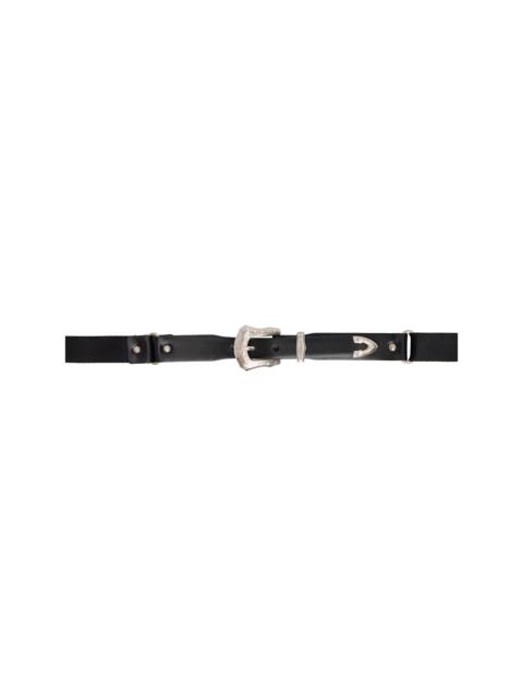 TOGA PULLA Black Leather Nylon Chain Belt