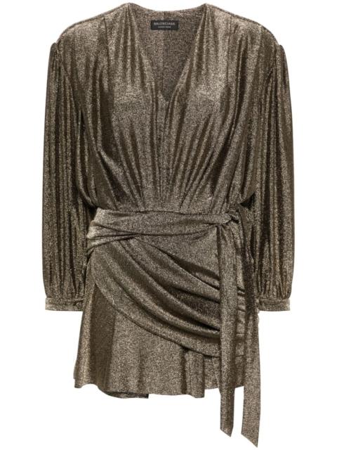 BALENCIAGA draped glitter minidress