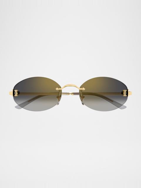 Cartier C de Cartier Rimless Metal Cat-Eye Sunglasses