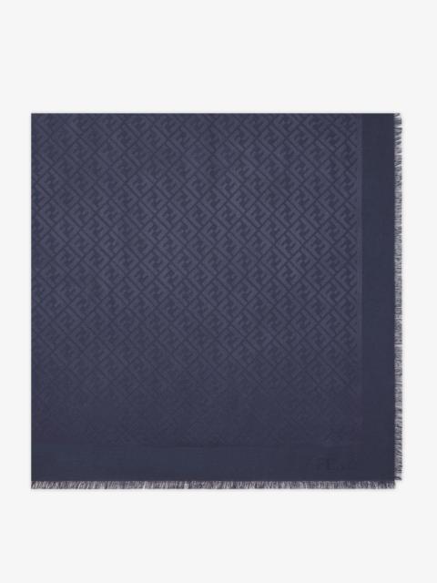 FENDI FF Shawl Navy blue silk and wool shawl