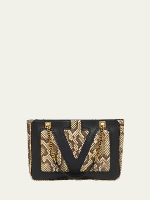 Valentino Viva Superstar Small Python & Leather Tote Bag