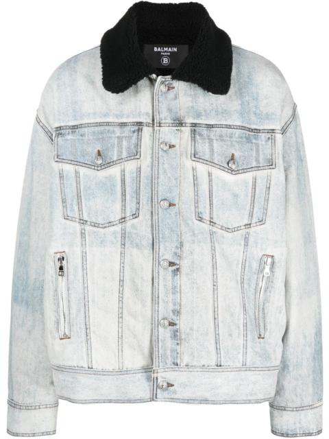 Balmain logo-embroidered denim jacket