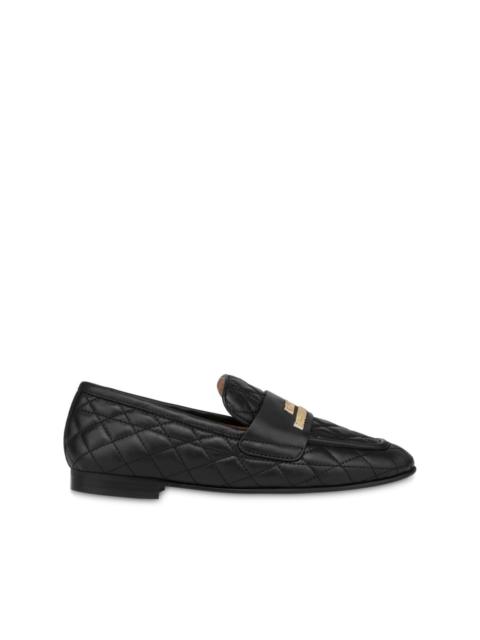 logo-lettering quilted leather loafers