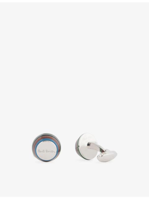 Paul Smith Engraved-Logo Striped Copper-And-Zinc Cufflinks