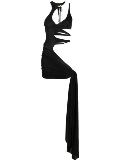 MUGLER sleeveless cut-out draped dress