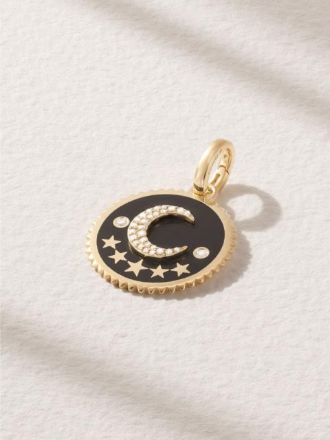 FOUNDRAE Crescent 18-karat gold, diamond and enamel pendant Gold