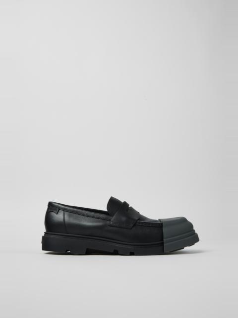 CAMPER Junction Black Leather Moccasins for Men.