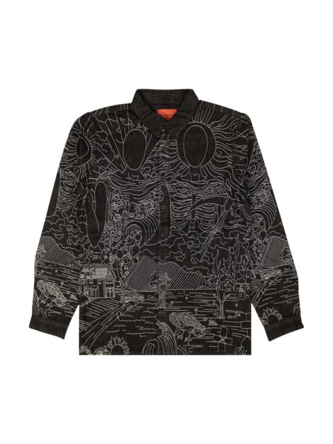 Who Decides War Embroidered Duality Button Up Shirt 'Black'