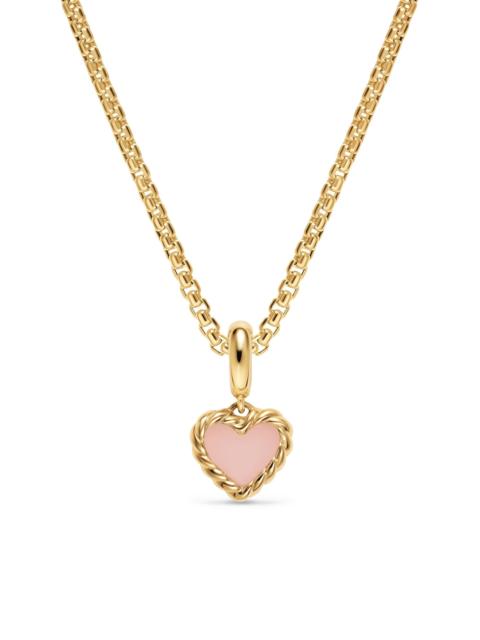 DAVID YURMAN Women's Petite DY Elements Heart Station Pendant in 18K Yellow Gold - Pink Opal