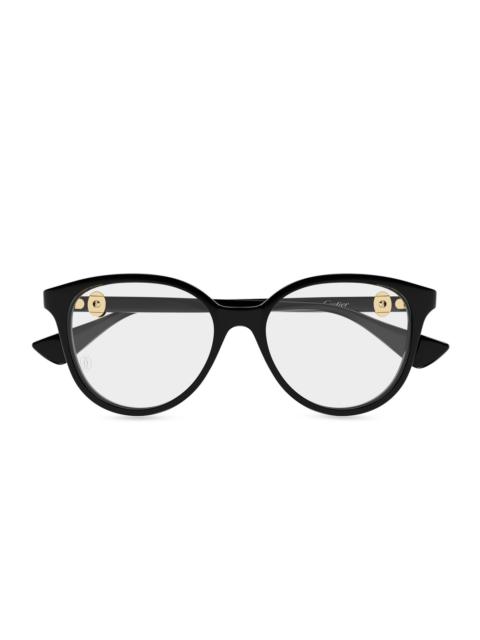 Cartier Women's Double C 53MM Round Optical Glasses - Black Clear