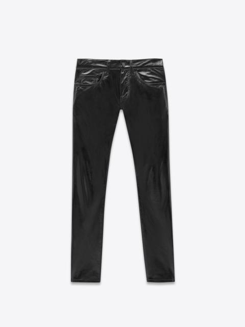 skinny-fit jeans in lacquered black denim
