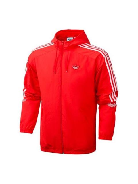 adidas logo Embroidered hooded track Jacket Red FL1773