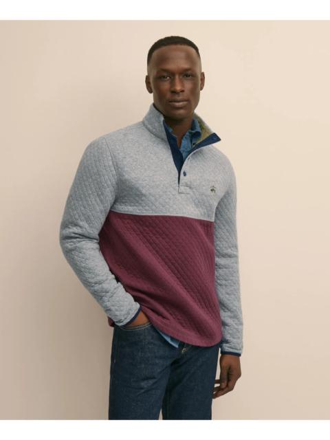Brooks Brothers Cotton Blend Quilted Color Blocked Quarter-Zip