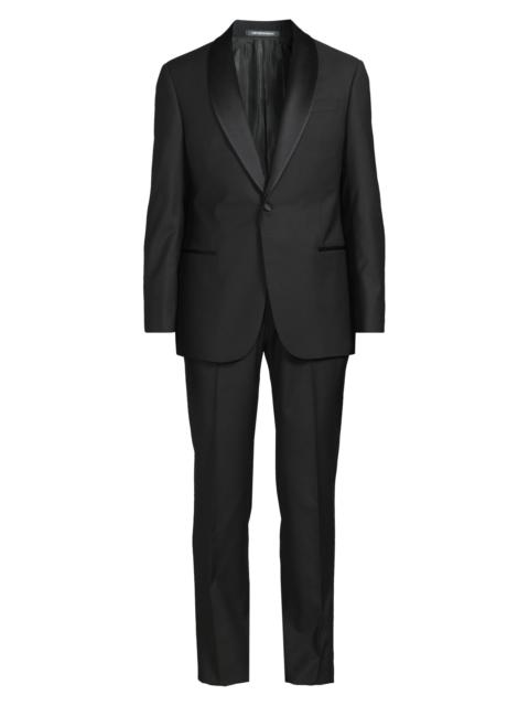 EMPORIO ARMANI Men's Micro-Patterned Virgin-Wool Single-Breasted Tuxedo - Brown