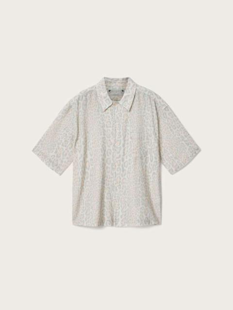 ALLSAINTS CRUZ LEO OVERSIZED SHORT SLEEVE LINEN BLEND SHIRT