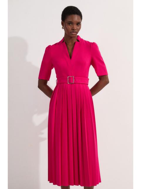 KAREN MILLEN Petite Tailored Structured Crepe Forever Pleat Midi Dress