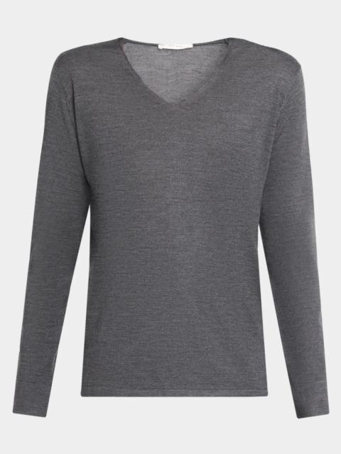 The Row Pruce Wool-Silk Long-Sleeve Top