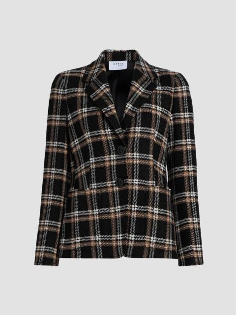 AKRIS Women's Plaid Wool Tricotine Tweed Blazer - Black Camel Cream