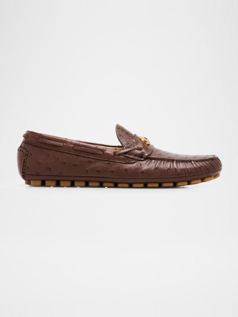 Valentino Men's VLogo Ostrich Leather Drivers