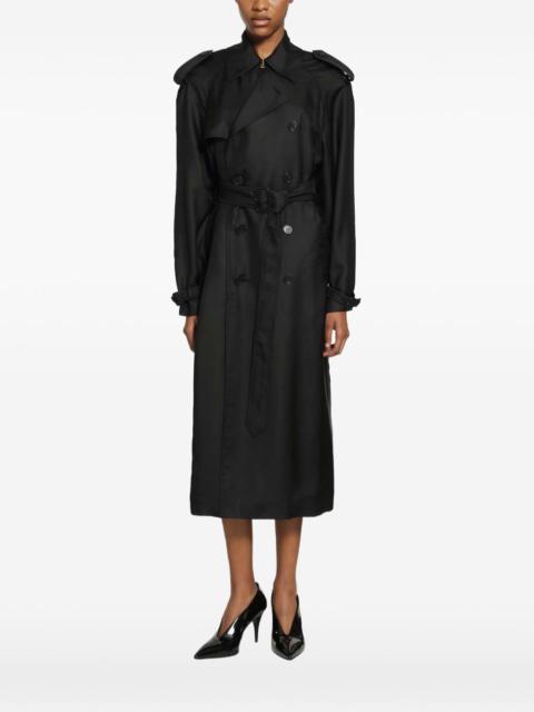 SAINT LAURENT double-breasted silk trench coat