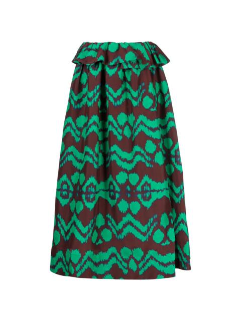 graphic-prink silk skirt