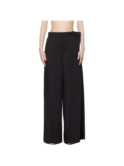 Black Side Folded Wide Trousers