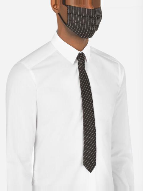 Dolce & Gabbana Pin-stripe jacquard face mask and tie set