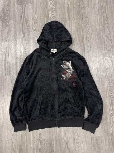Other brands Japanese Brand - Karikuri Tamashi Koi Fish Embroidery Furry fleece hoodies