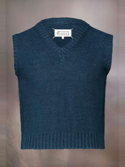 Maison Margiela Hemp basket weave knit sleeveless sweatshirt