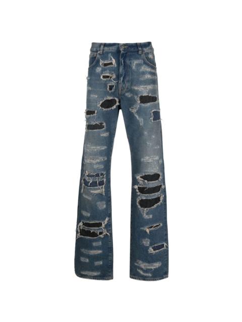 424 straight-leg distressed jeans