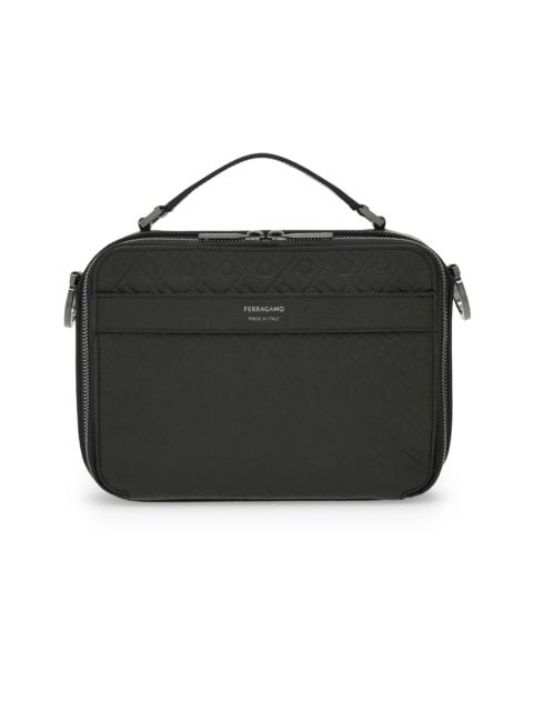 FERRAGAMO Men's Embossed Leather Shoulder Bag - Nero