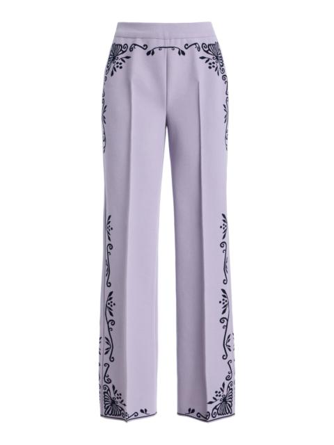HIGH SPORT Scroll Cotton-Blend Cropped Flared Pants purple