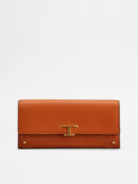 Tod's T TIMELESS WALLET IN LEATHER - ORANGE