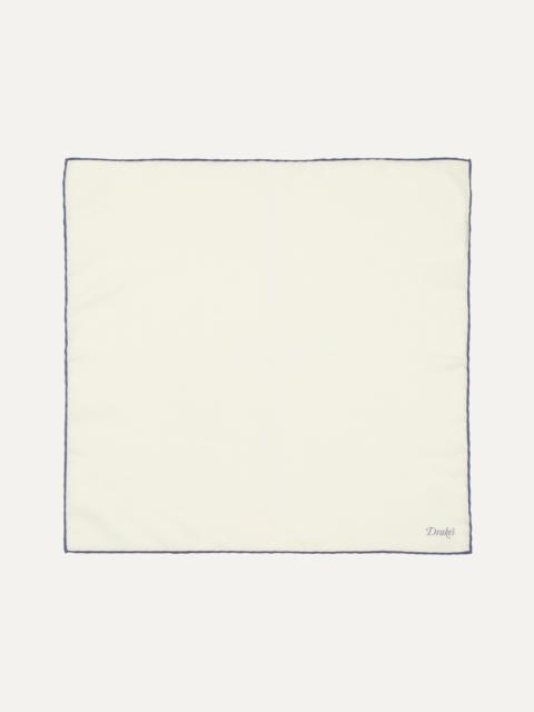 Drake's Ivory and Blue Shoestring Border Silk Pocket Square