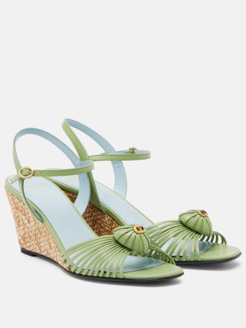 Valentino Cœur Royal leather wedge sandals
