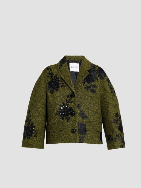 Erdem EMBROIDERED WOOL CROPPED JACKET