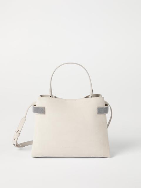 Brunello Cucinelli Essence top-handle bag in suede with precious bands