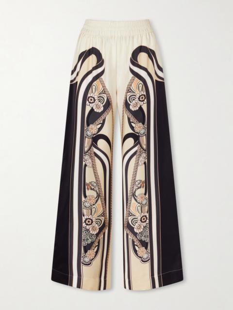 La DoubleJ Palazzo Printed Silk-twill High-waist Wide Leg Pants