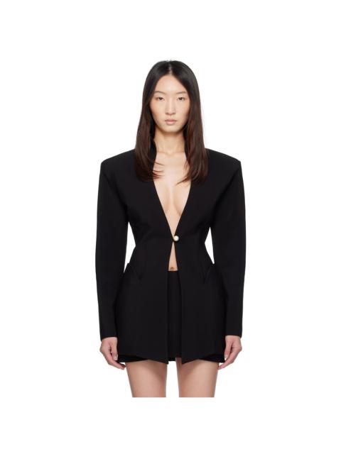 MUGLER Black Sculptural Long Blazer