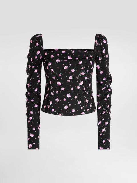 Dolce & Gabbana Carnations-print silk top
