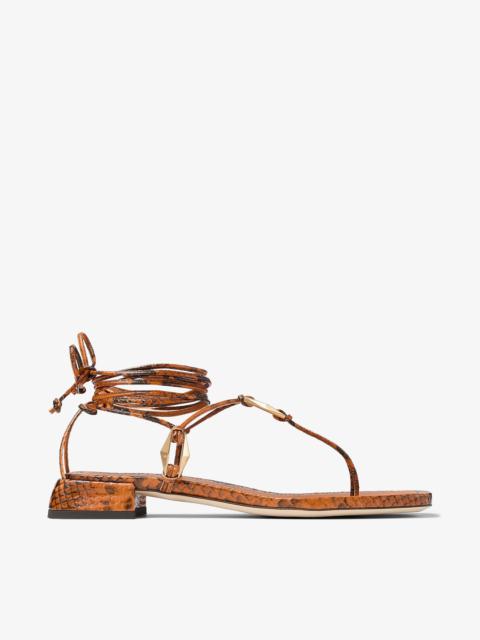 JIMMY CHOO Onyxia Flat
Copper Snake Print Sandals