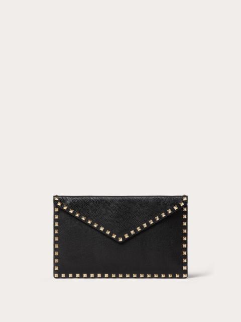 Valentino ROCKSTUD GRAINY CALFSKIN ENVELOPE POUCH