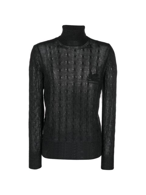roll-neck cashmere cable-knit jumper