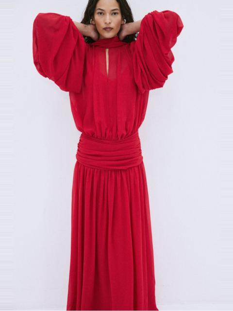 De La Vali SOLANA MAXI DRESS IN RUBY RED CHIFFON