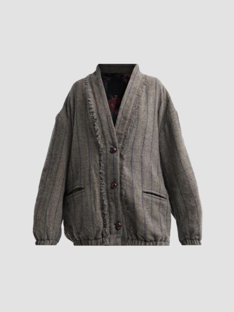 R13 Women's Striped Virgin Wool Cardigan - Grey And Navy Stripe