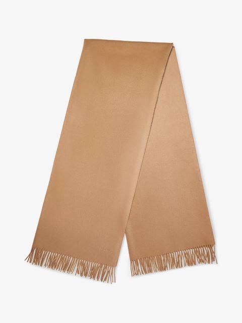 Branded fringed-trim cashmere scarf